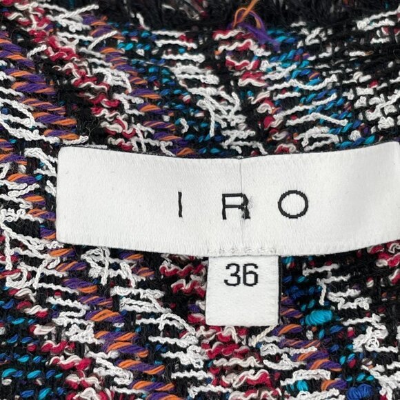 IRO Weird Tweed Fringed Rainbow Multicolor Open Knit Blazer Jacket FR36/US4 - Picture 10 of 12